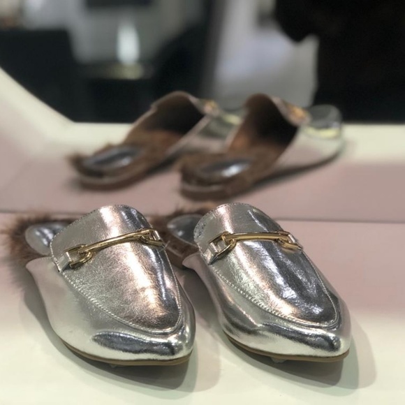 Faux fur silver mule - Picture 2 of 5